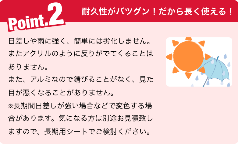 ポイント２ 耐久性がバツグン！だから長く使える！