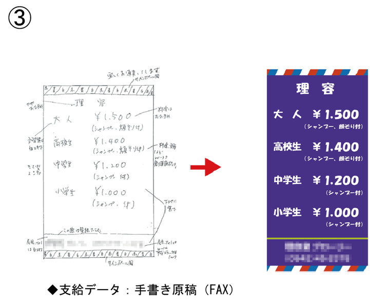 理容 縦 支給データ：手書き原稿(FAX)