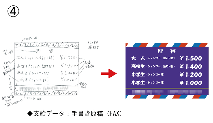 理容 横 支給データ：手書き原稿(FAX)